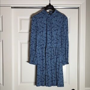 Boden Navy and Light Blue Floral Long Sleeve Dress